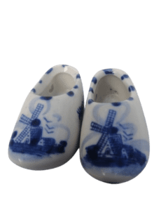 Vintage Pair Delft Blue Hand Painted Dutch Windmill Ceramic Small Size Clog Shoes
