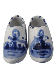 Vintage Pair Delft Blue Hand Painted Dutch Windmill Ceramic Large Size Clog Shoes