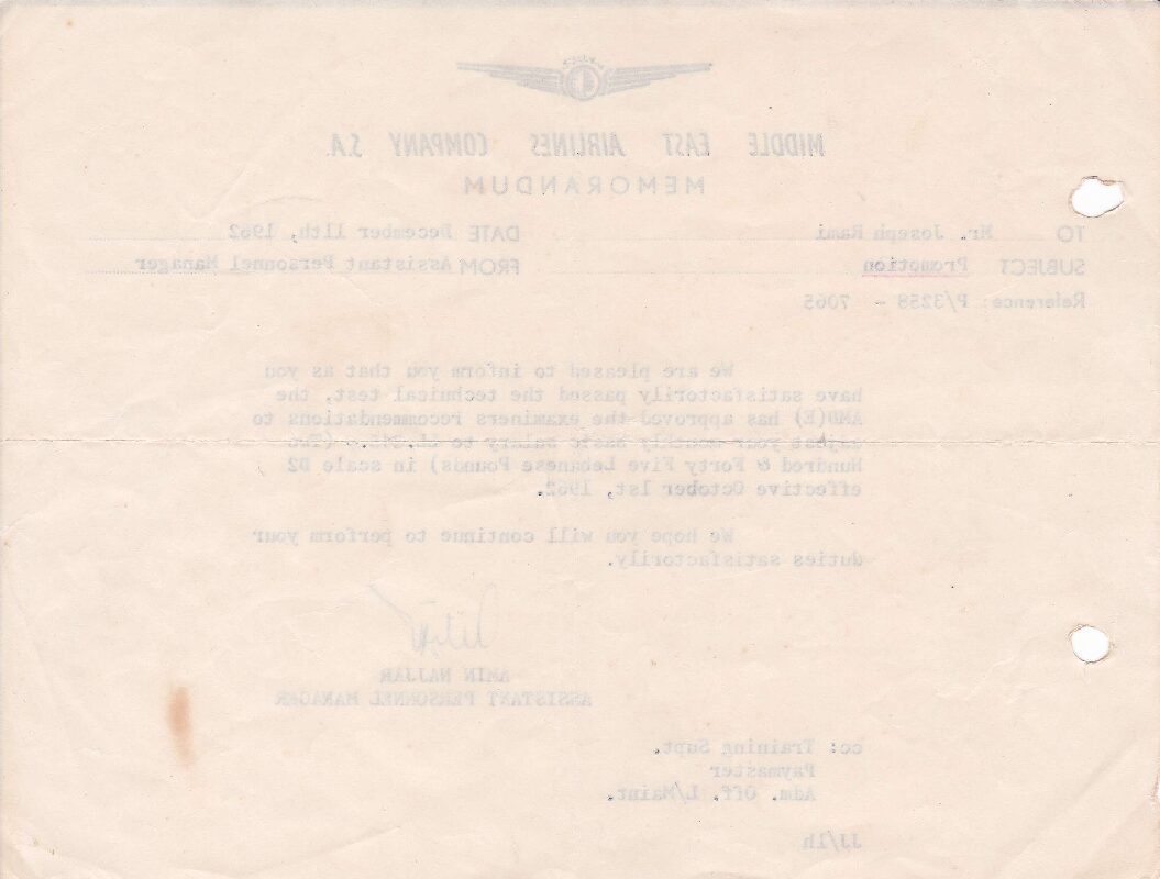 Middle East Airlines Rare Document 1962 - Image 2