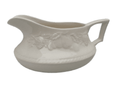 BHS Lincoln Gravy Boat & Saucer Cream Vintage Embossed Fruit Design