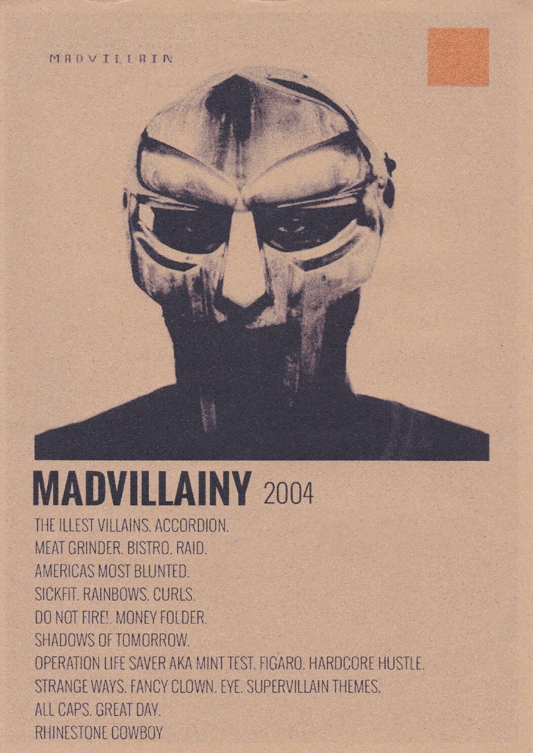 Madvillainy Tracklist Album Cover Poster 2004