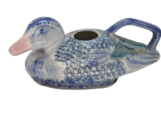 Vintage 1980s Chinese Ceramic Duck Teapot Hand Painted