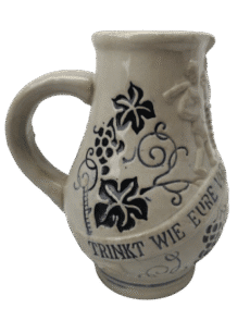 Vintage German Stoneware Salt Glazed Ceramic Wine Pitcher 1970s
