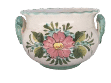 Vintage Hand Painted Floral Ceramic Vase With Handles Made In Italy