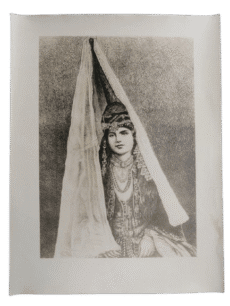 Rare Photo of a Lebanese Bride Wearing The Traditional Tantour Headdress Circa 1880