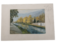 Signed Painting of Jallonte Tree in France Drew By The French Painter Ivan Lachat 1993
