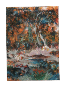 Whispers of Autumn Romantic Woodland Scene Painting Signed by Hélène A.M