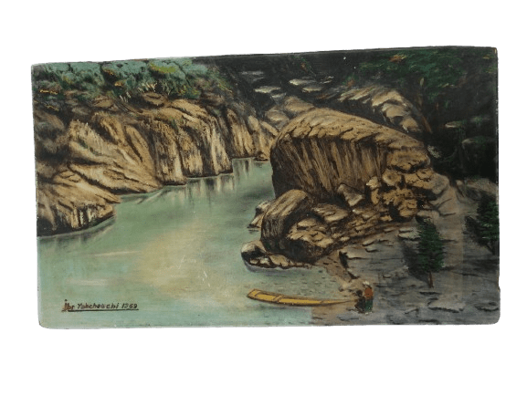 Tranquil Gorge Original Painting Signed By The Lebanese Painter Ibrahim Yahchouchi 1969