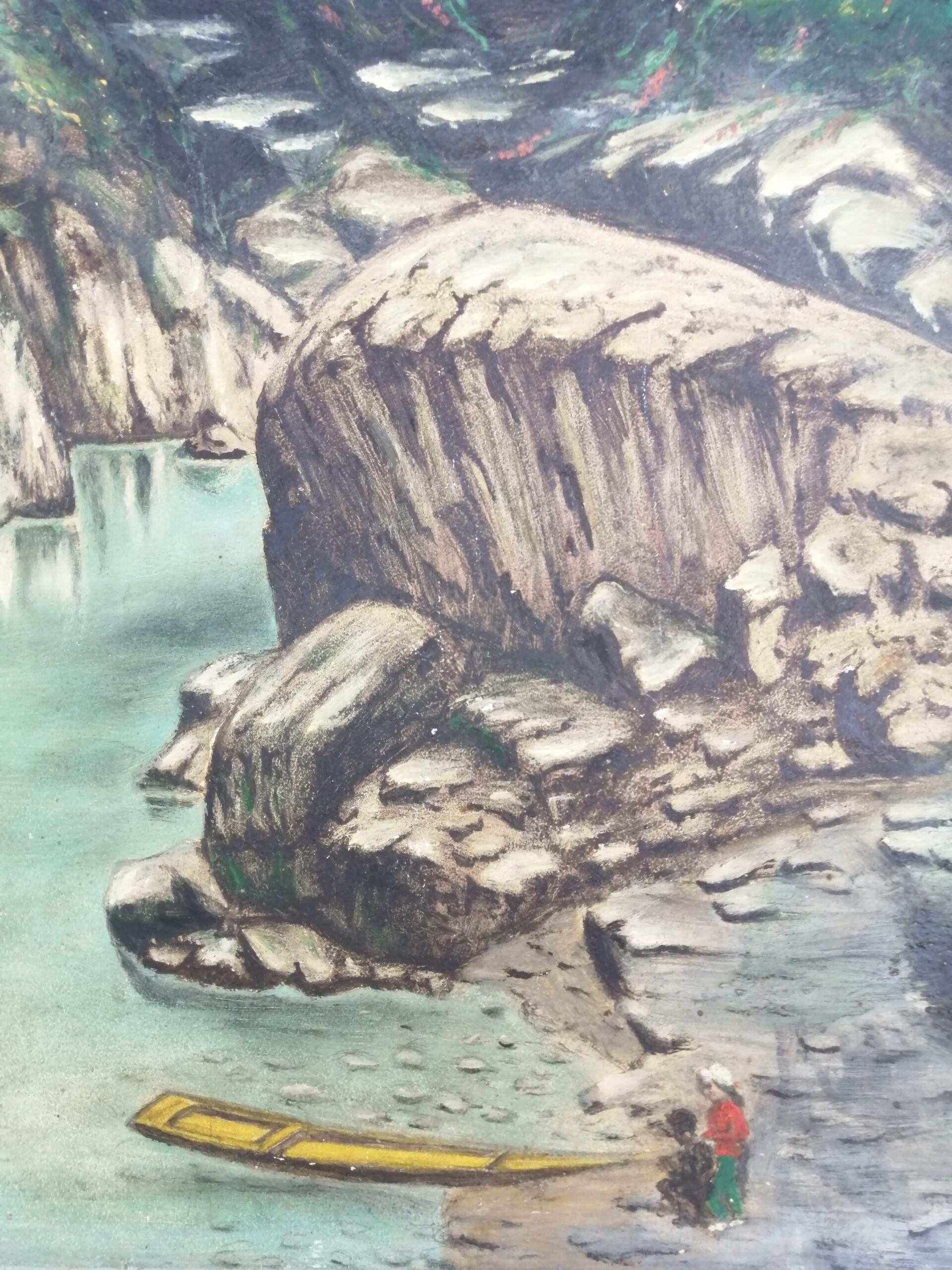 Tranquil Gorge Original Painting Signed By The Lebanese Painter Ibrahim Yahchouchi 1969 - Image 3