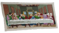 Vintage Hand Embroidered The Last Supper Tapestry Religious Needlework Art On Canvas