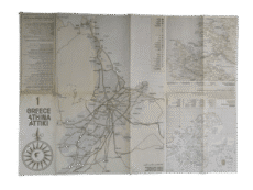 Vintage Map of Athens & Attica Greece Fold-Out City & Regional Plan 1983