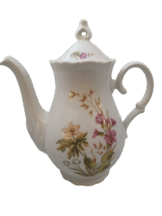 Vintage Floral Porcelain Teapot With Lid Hand Painted Botanical Design Made By M Z Czechoslovakia
