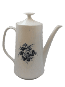Vintage Porcelain Coffee Pot With Blue Floral Design Mid-Century Elegance