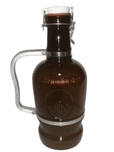Vintage Brown Glass 2 Liters German Beer Growler With Handle & Swing Top Das Ultenmunster Brauer Bier