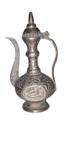 Antique Middle Eastern Brass Dallah Coffee Pot Hand-Etched Design