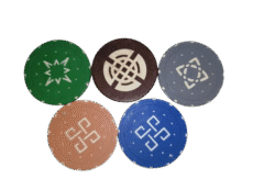 Rare Vintage Set of 5 Casino Du Liban Lucky Poker Chips Unique Symbolic Designs 1960s