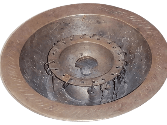 Antique Fear Bowl Islamic Folk Medicine Healing Vessel With Brass Chains - Image 5