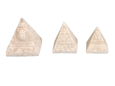 Set of 3 Graduated Egyptian Motif Pyramids Hand-Carved Stone