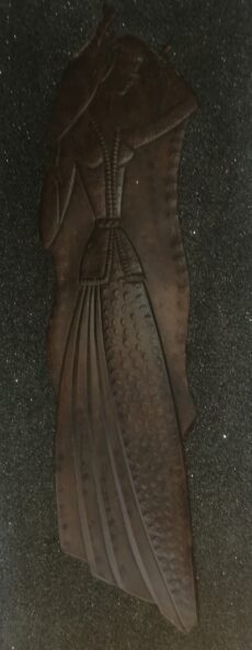 Handmade Bronze Woman Relief on Wooden Board Vintage Wall Art