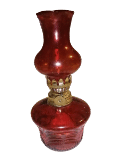 Antique Ruby Red Glass Oil Lamp With Brass Burner