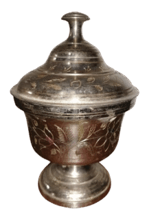 Vintage Engraved Brass Lidded Goblet Floral Design