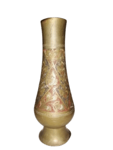 Antique Engraved and Enamelled Brass Vase